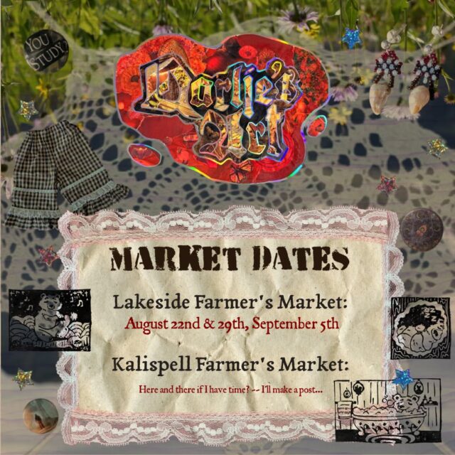 I've been having so much fun this summer engaging with all you lovely people and getting my art out into the world that I decided to add a couple more market dates! Come visit the Lakeside Farmer's Market Aug. 22nd, Aug, 29th, or Sep. 5th to check out my booth!
(I'm still trying to do the Kalispell Farmer's Market as well but I've a bit overwhelmed with other life things. I'll try to make a post if it does end up happening!)
#lakesidefarmersmarket #graphicdesigner #upcycledclothing #tshirts #beadingart #digitalartist #handmadecrafts #handmadejewelry #tattooart #sewingproject #colorfulprints #montanaartist